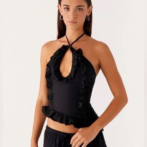Peppermayo Mariella Linen Black Top